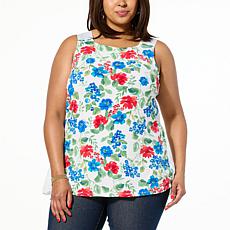 Nina Leonard Sleeveless Pleated-Back Top