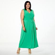 Nina Leonard Sleeveless Side Twist Maxi Dress
