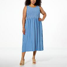 Nina Leonard Sleeveless Smocked Bodice Dress
