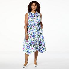 Nina Leonard Sleeveless Uneven Hem Dress