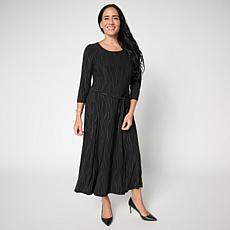 Nina Leonard Syliva 3/4-Sleeve Belted Dress