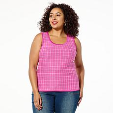 Nina Leonard Tweed Knit Scoop Neck Tank Top