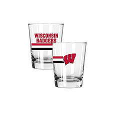 Official College Big Stripes 15 oz. Double Old Fashion 2pk - Wisconsin