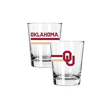 Official College Big Stripes 15oz Double Old Fashion 2pk - Oklahoma