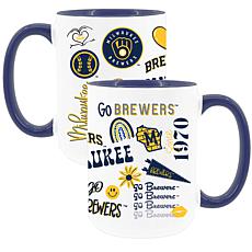 Official MLB 2-Pack 15oz Inner Color Stainless Steel Mugs Brewers