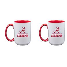 Official NCAA 15 oz. Inner Color Mugs Set of 2 - Alabama