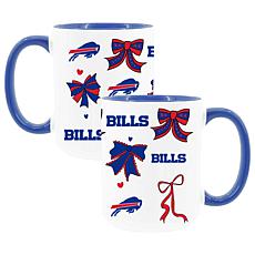 Official NFL 15 oz. Bow-Design Coffee Mug 2-pack - Buffalo Bills