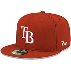 Officially Licensed MLB Men's New Era Logo 59FIFTY Fitted Hat - Rays 