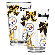 Officially Licensed NFL 16oz Bow Pint Glass 2pk - Pittsburgh Steelers