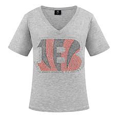 Officially Licensed NFL Crystal Team Logo Women's Short Sleeve T-Shirt