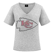 Officially Licensed NFL Crystal Team Logo Women's Short Sleeve T-Shirt