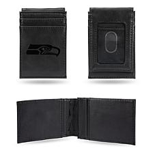Officially Licensed NFL Engraved Black Front Pocket Wallet - Seahawks