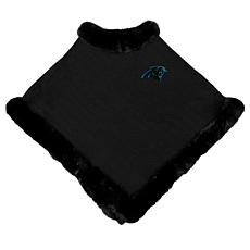 Officially Licensed NFL One-Size Fur-Trim Poncho - Carolina Panthers