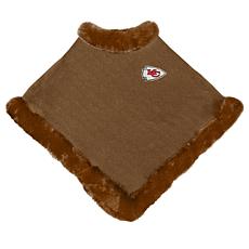 Officially Licensed NFL One-Size Fur-Trim Poncho - Kansas City Chiefs