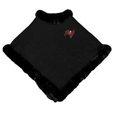 Officially Licensed NFL One-Size Fur-Trim Poncho- Tampa Bay Buccaneers