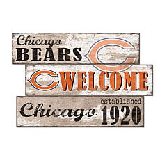 Officially Licensed NFL Welcome 3 Plank Wall Sign - Chicago Bears