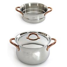 Ouro Gold 3pc 18/10 SS Steamer Set, SS Lids, Rose Gold Handles
