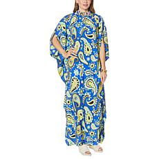 Patricia Altschul Printed Caftan with Beaded Neck