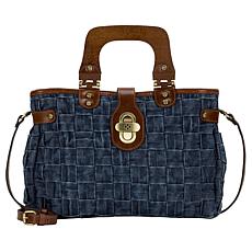 Patricia Nash Sansia Woven Straw Satchel - Denim