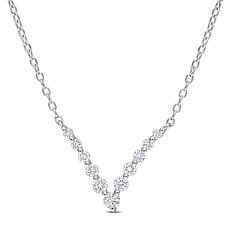 Platinum-Plated Sterling Silver .33ctw Lab Grown Diamond Necklace