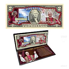 Pope Leo XIV First North American Pope Commemorative $2 Colorized Bill