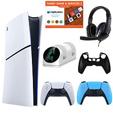 PS5 Slim Digital Console w/Blue DualSense Controller Bundle