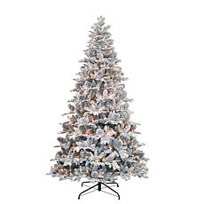 Puleo Intl. PreLit 7.5' Flocked Vermont Pine Artificial Christmas Tree
