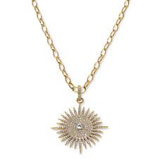 Radiance by Absolute™ 1.58ctw Sunburst Pendant with 18" Rolo Chain