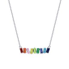 Radiance by Absolute™ 2.25ctw Baguette Rainbow Bar Pendant with Chain