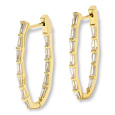 Radiance by Absolute™ 3.84ctw Baguette Oval Hoop Earrings