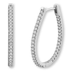 Radiance by Absolute™ Platinum-Plated 1.15ctw Oval Hoop Earrings