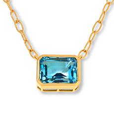 Rarities 18" Gold-Plated Oval Link Octagonal Gemstone Necklace