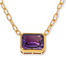 Rarities 18" Gold-Plated Oval Link Octagonal Gemstone Necklace