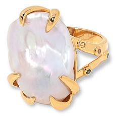 Rarities Baroque Cultured Pearl and Multi Sapphire Ring 