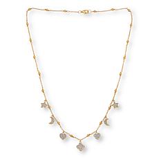 Rarities Gold-Plated 1/2ctw White Diamond Moon and Star Necklace