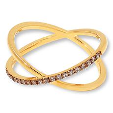 Rarities Gold-Plated 1/5ctw Diamond Crisscross Ring