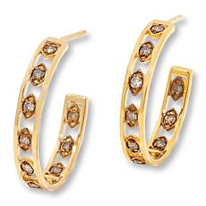 Rarities Gold-Plated .50ctw Champagne Diamond Evil Eye Hoop Earrings