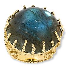 Rarities Gold-Plated Sterling Silver Round Blue Labradorite Ring