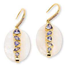 Rarities Gold-Plated Tanzanite and Moonstone Drop Earrings