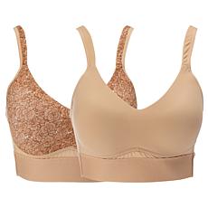 Rhonda Shear 2-pack Molded Cup Bra with Cross Back Mesh Detail