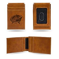 Rico Blue Jackets Laser-Engraved Brown Front Pocket Wallet