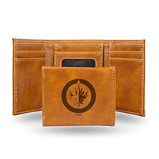 Rico NFL Laser-Engraved Brown Trifold Wallet - Jets