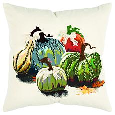 Rizzy Home Harvest Gourd & Pumpkins 20" x 20" Decorative Throw Pillow