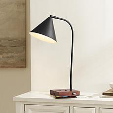 Safavieh Nuka Table Lamp with USB, Black/Walnut, 22.5"H