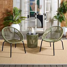 Safavieh Otto 3-Piece Outdoor Set with Metal and Rattan