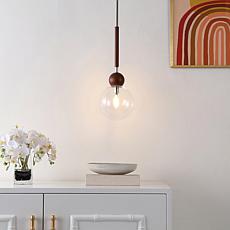 Safavieh Roxora 7" Dark Walnut & Nickel Pendant Light