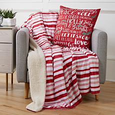Sara B. Candy Cane Stripe Throw & Pillow Set