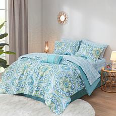 Serenity King 9pc Complete Bed and Sheet Set - Aqua