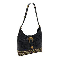 Sharif Legacy Floral Embossed Leather Cowboy Core Hobo Bag