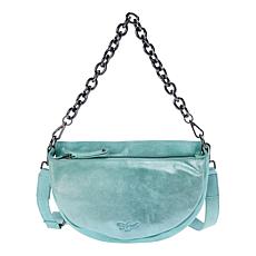 Sharif Legacy Pearlized Nubuck Leather Halfmoon Chain Crossbody